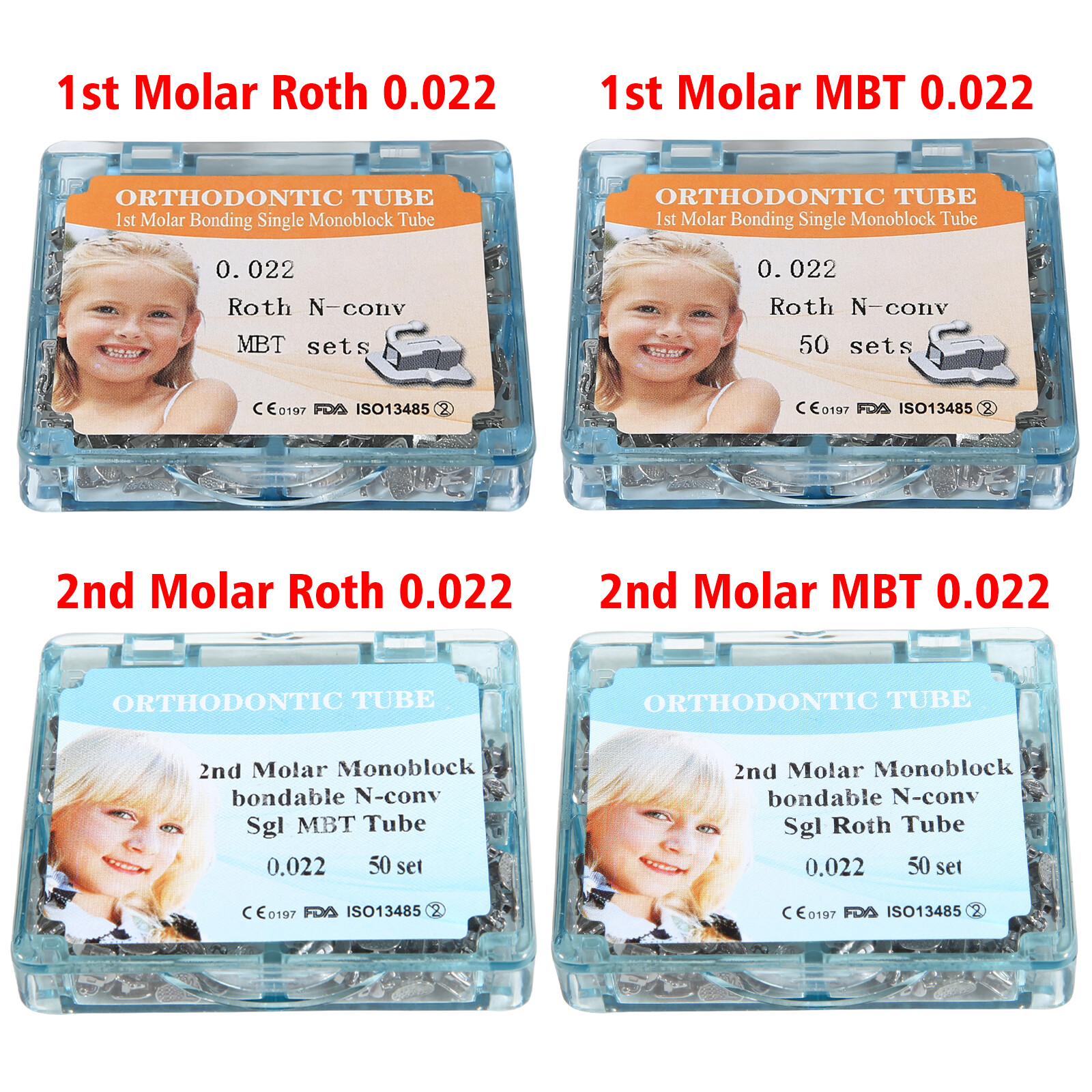 Tubos dentales ortopédicos bucales 1er 2do Molar monobloque MBT ROTH 022