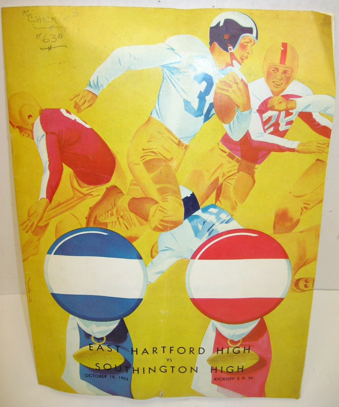 EAST HARTFORD High Sch vs SOUTHINGTON High Sch Football Program, Oct 18 1952