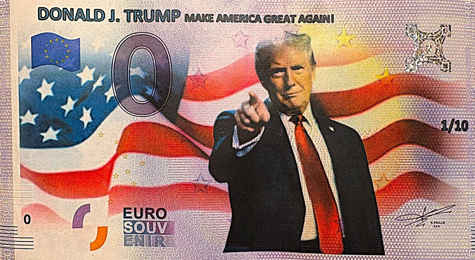 0 Euro Souvenir Donald Trump - Make America Great Again