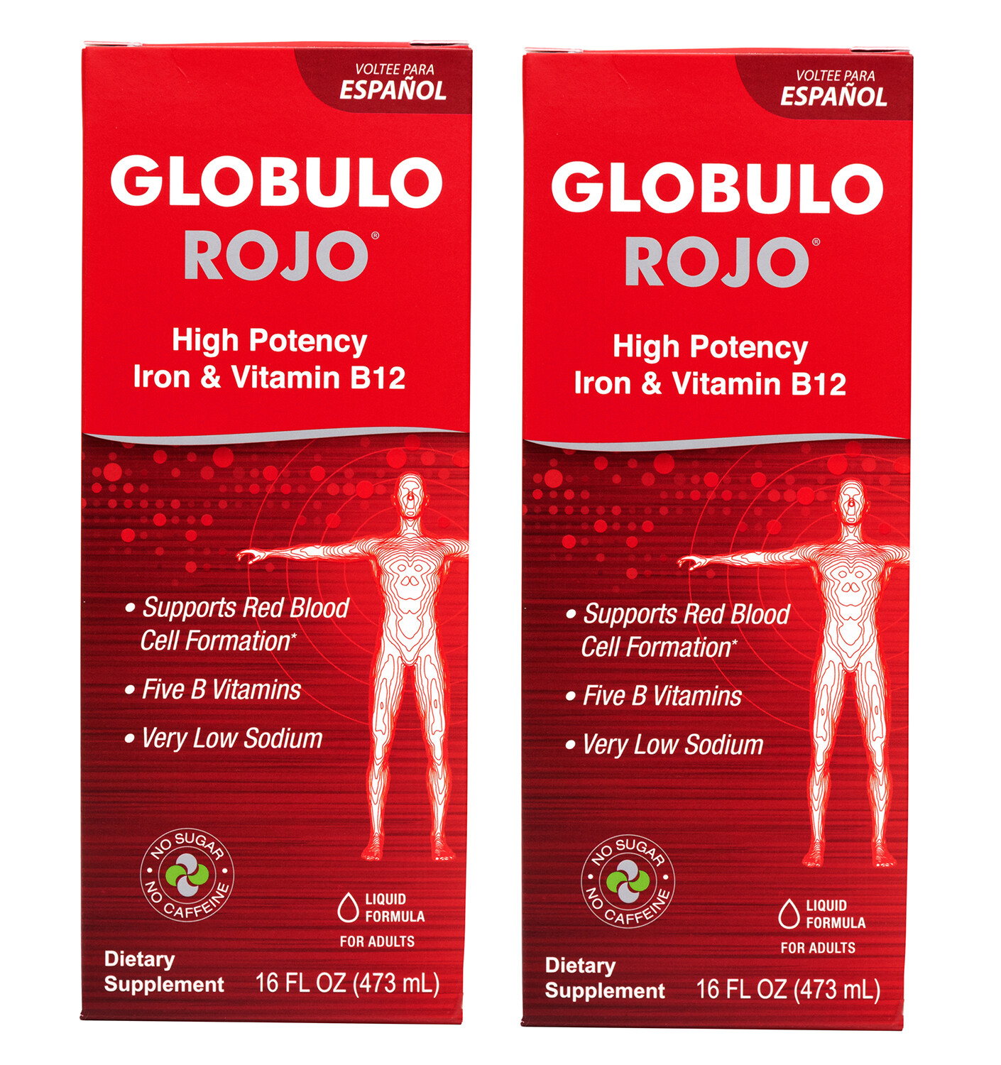 Globulo Rojo Liquid Dietary Supplement, B Vitamins, Iron 16 OZ (2 BOTTLES) 12/27