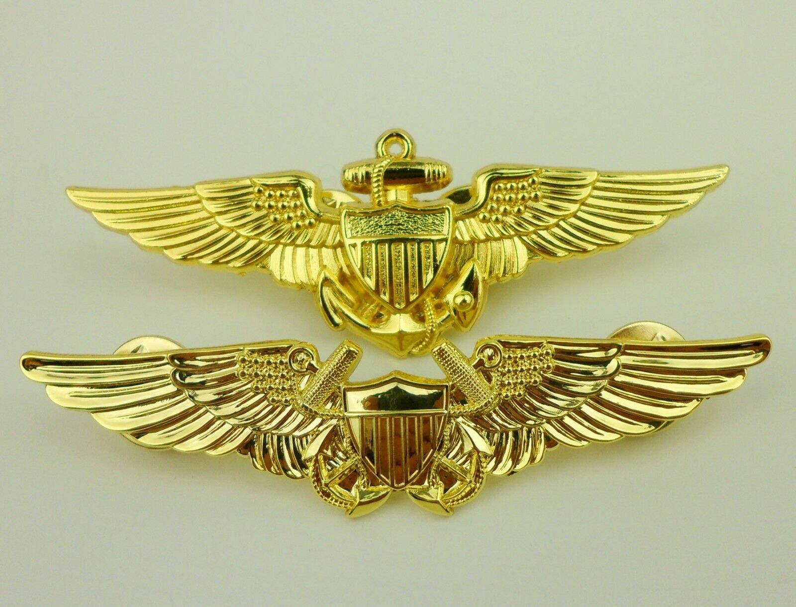 WW2 US Naval Aviator Wings Badge And US Naval Flight Officer Wings Badge Pin