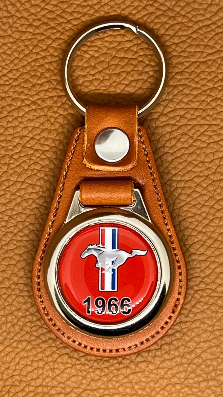 1966 MUSTANG KEYCHAIN PREMIUM LEATHER 100% HIGH QUALITY