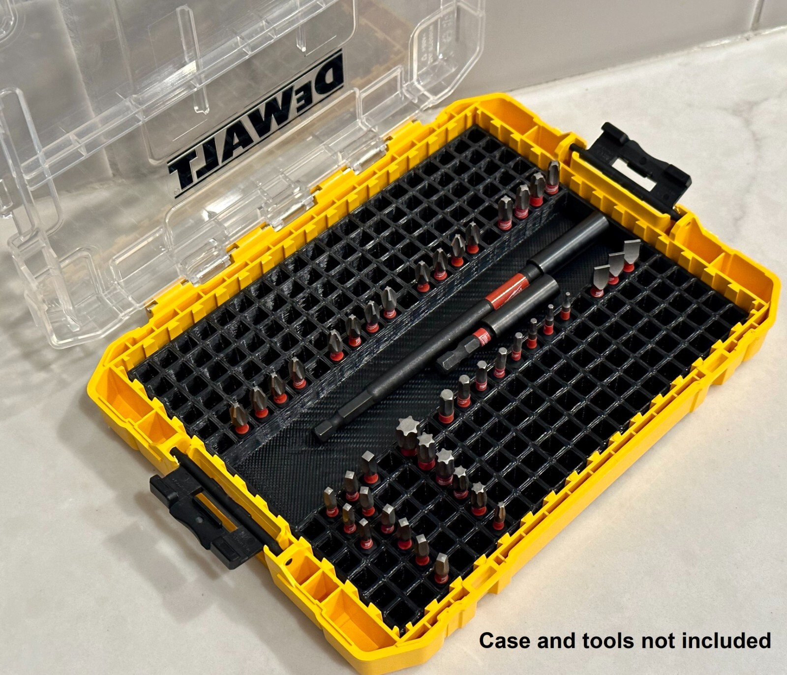 Impact bit holder insert for DEWALT Medium ToughCase (1 compartment + 240 bit)