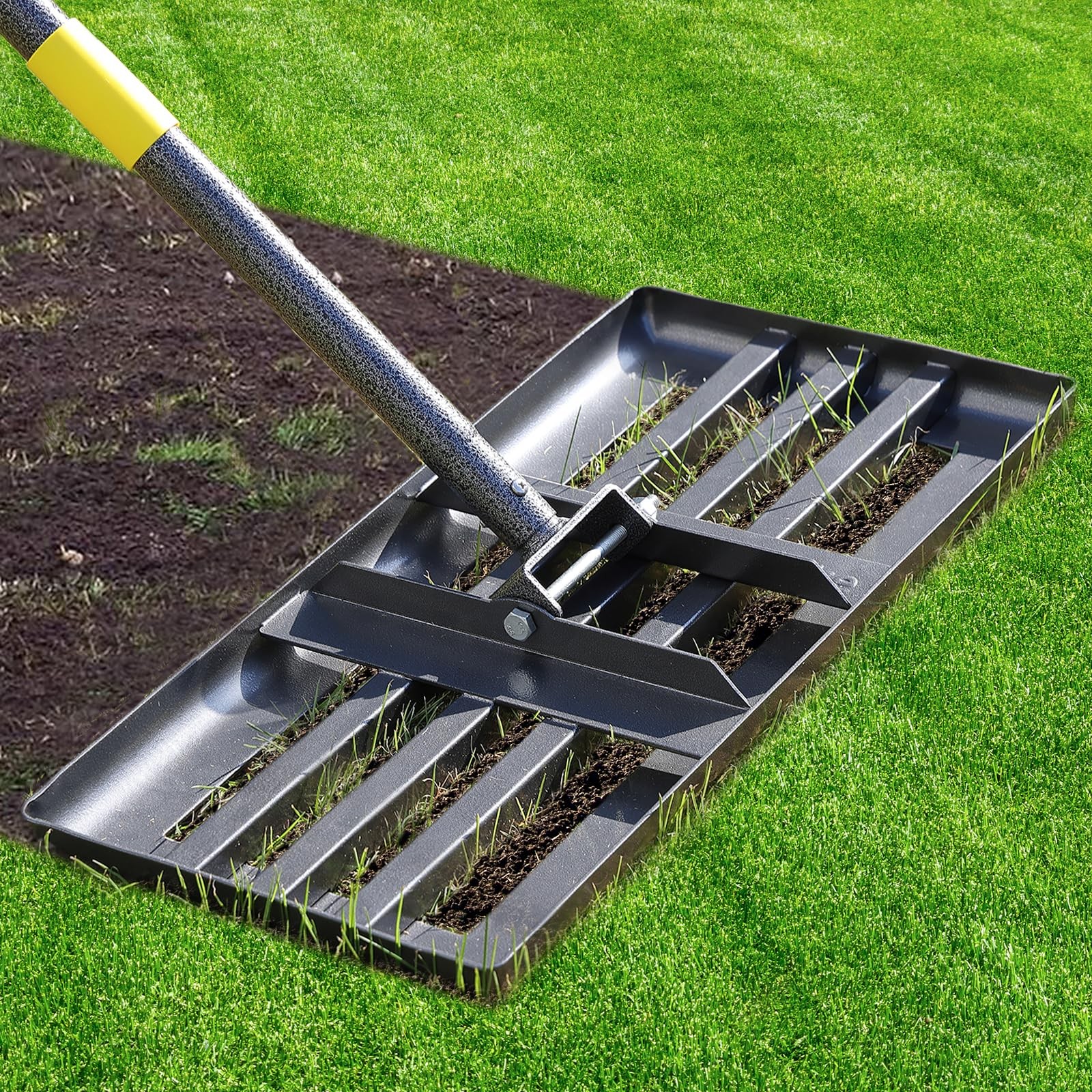 Lawn Leveling Rake  Heavy Duty Stainless Steel, Adjustable for Soil &