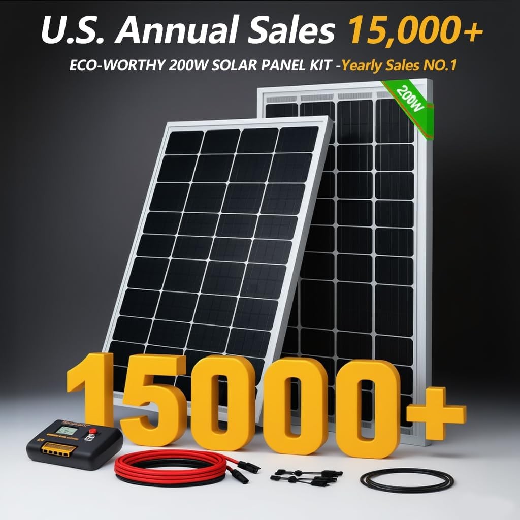 ECO-WORTHY 200W Solar Panel Kit 12V 24V Monocrystalline