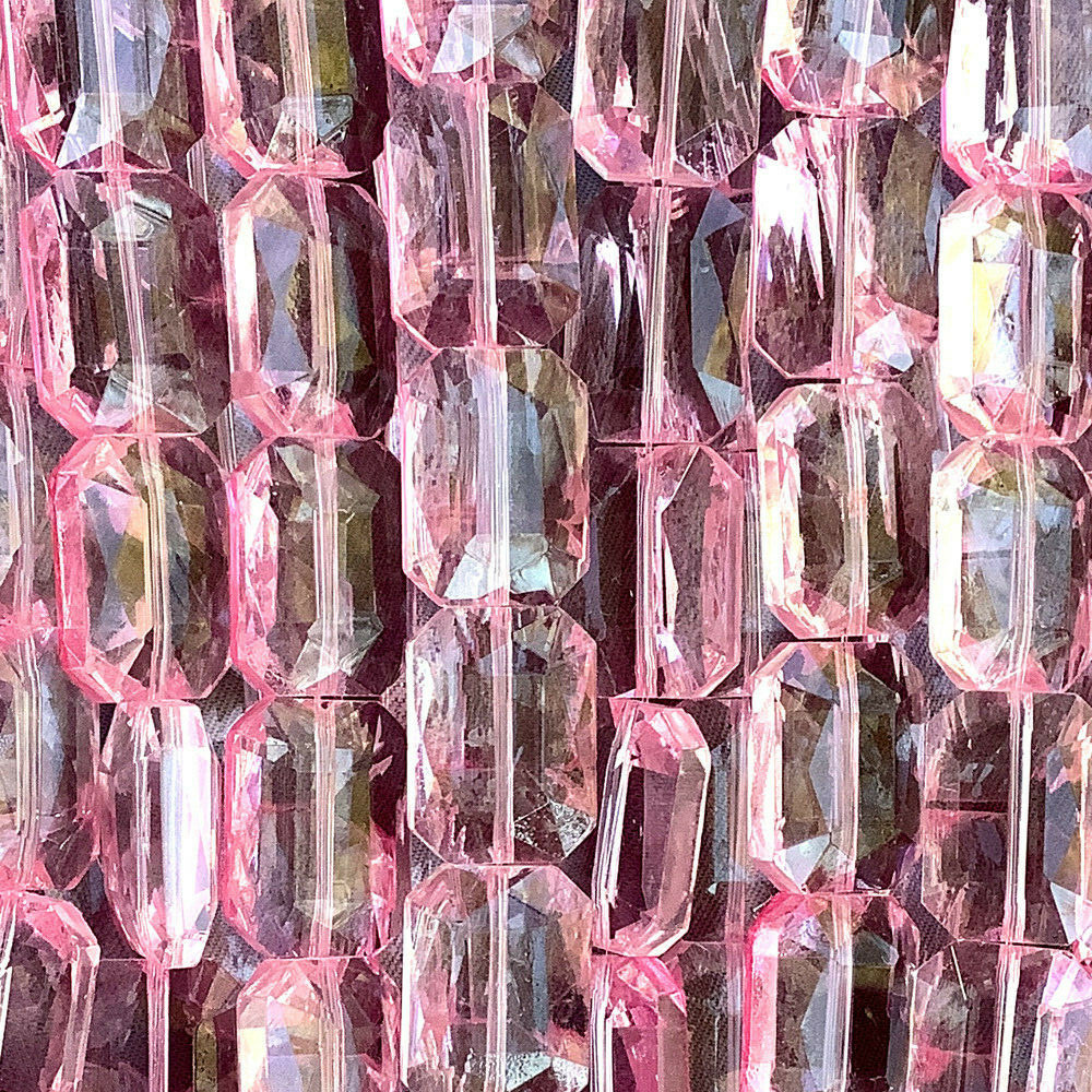 Pink Crystal 18x13mm Rectangle Chinese Crystal Glass Beads Q10 per Pkg