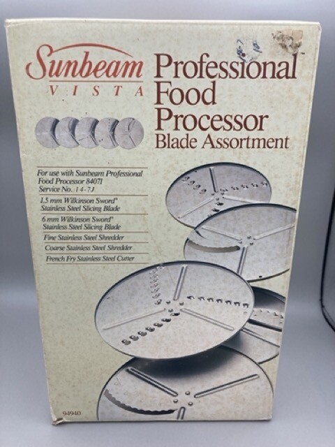 SUNBEAM VISTA FOOD PROCESSOR SHREDDER, CUTTER, & BLADES MODEL 84071