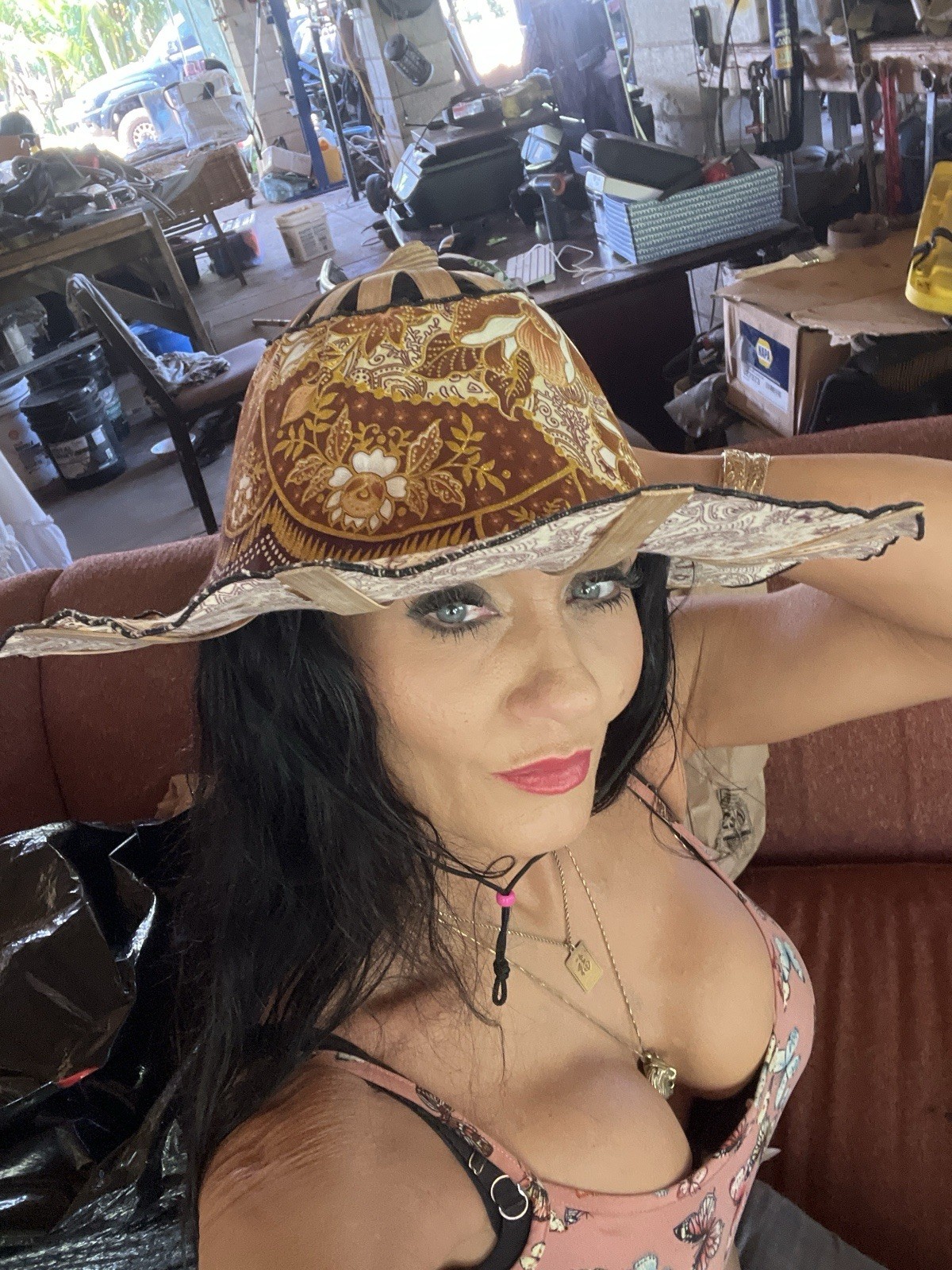 Foldable Wide Brim Sun Hat Boho Floral Bamboo Frame Packable Beach Hat