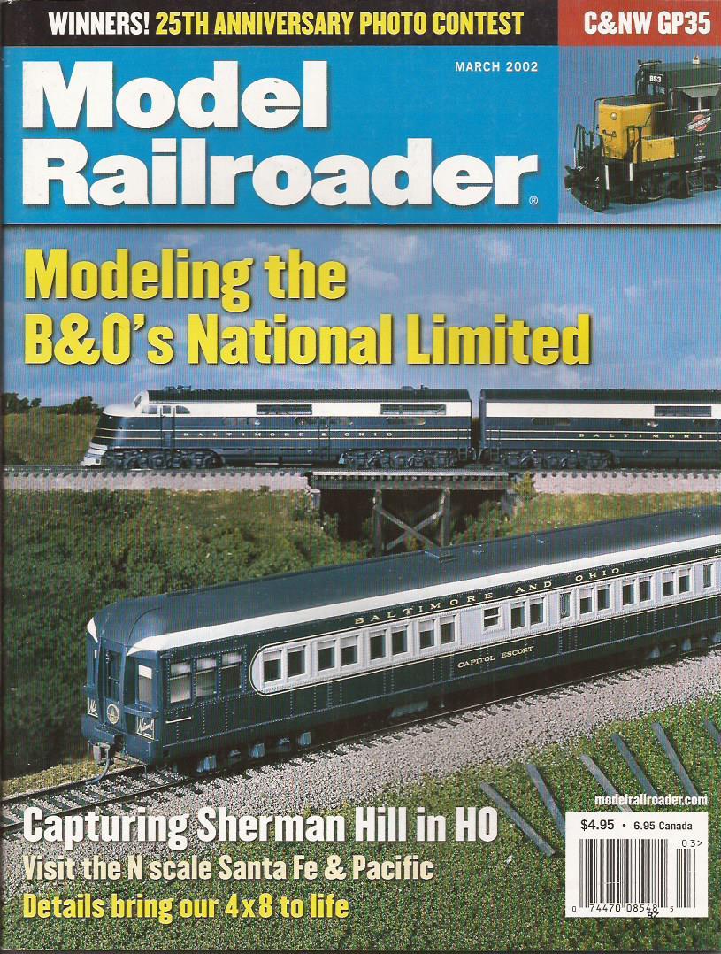 Model Railroader Mar.2002 B&O Limited HO Sherman Hill N Scale Santa Fe C&NW GP35