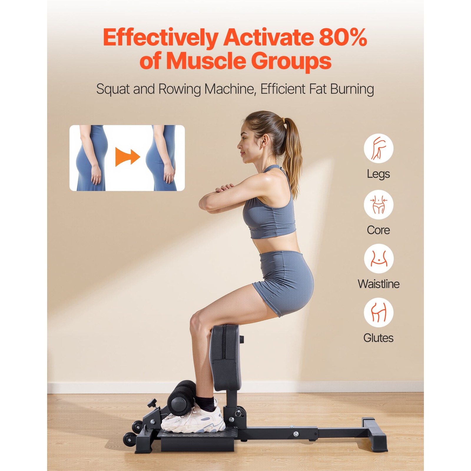 Multi-Function Sissy Squat Machine Adjustable Deep Squat Bench Leg & Core