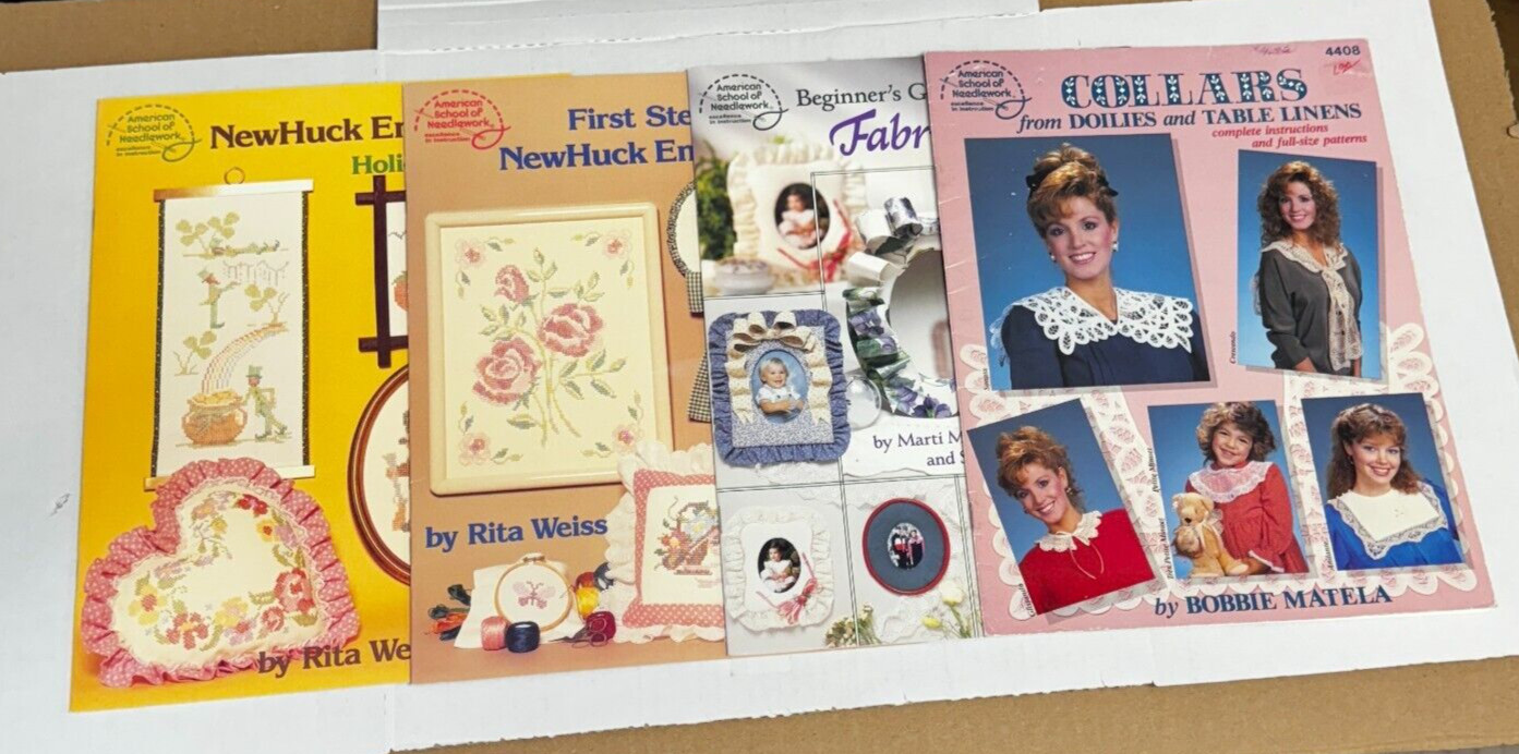 Lot of  7 Vintage Pattern Books Leaflets Cross Stitch Needlework