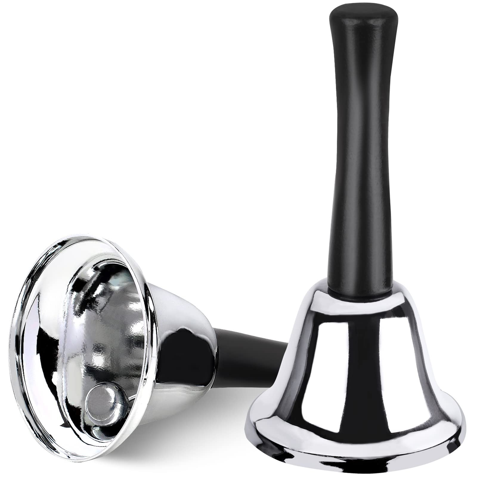 Joyberg 2 Pack Hand Bell Silver Steel Bell with Handle (Silver)