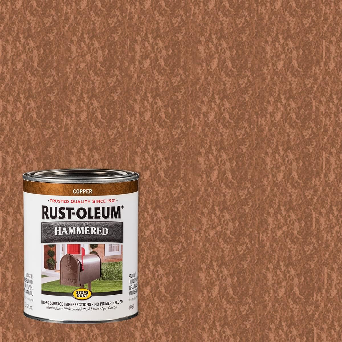 239074-2PK Stops Rust Hammered Finish Paint, Quart, Copper, (Pack of 2)
