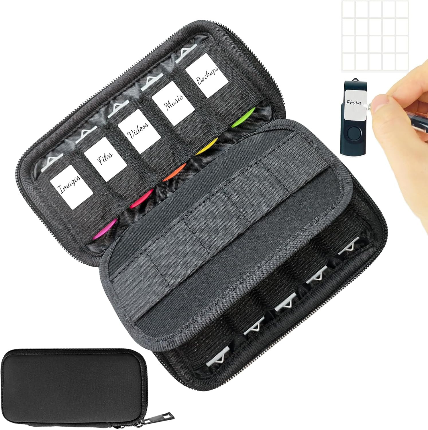 USB Flash Drive Case with 10 USB Drive Slots and 10 Memory Card Slots Storage Or