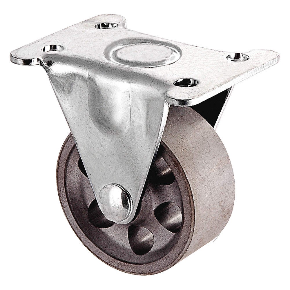 GRAINGER APPROVED 1UKX7 Plate Caster,Rigid,Iron,2 11/16"H 1UKX7