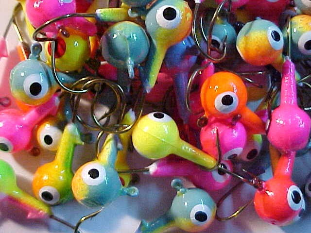 100 FLOATING OZ WALLEYE JIG HEADS 1/4 size 2 ASSORTED MIX OF COLORS