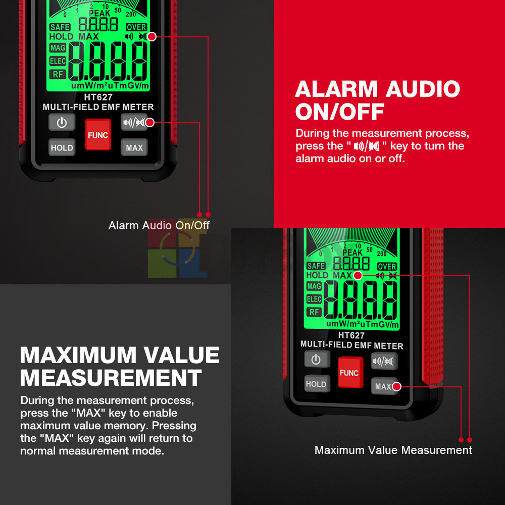 HABOTEST Radiation Detector EMF Meter HT627 Digital Electromagnetic Frequency