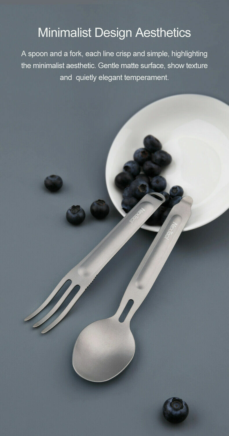 NEXTOOL KT5525 Titanium Spoon Fork Tableware Set Portable Cutlery Ultralight 25g