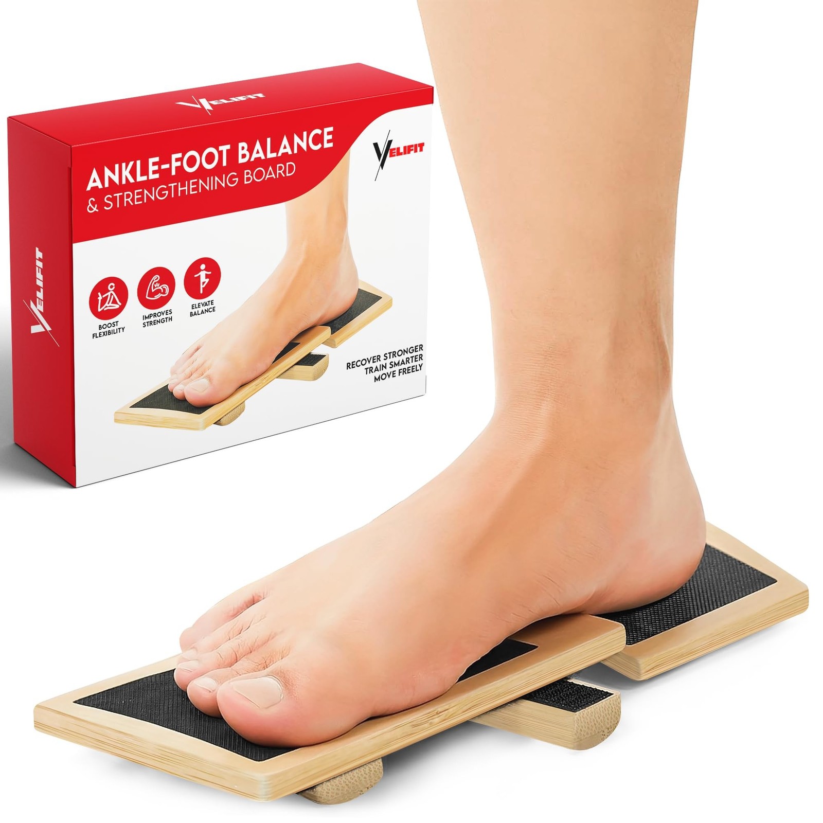 Ankle Strengthener & Axis Board, Bamboo Ankle Balance Board for Physical Ther...