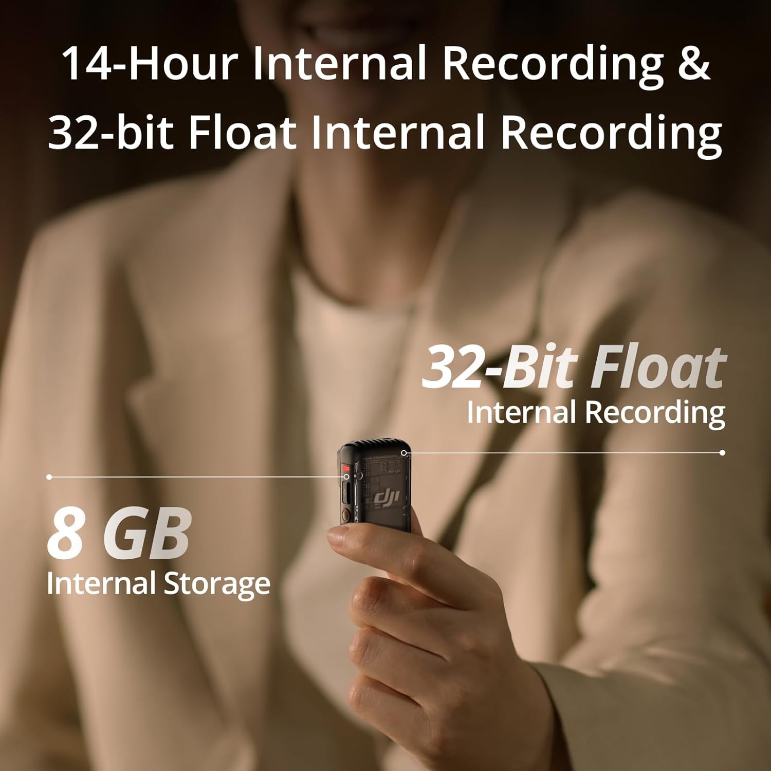 DJI Mic 2(1TX+1RX),Wireless Microphone Noise Cancelling Fit iPhone,Android,Camer