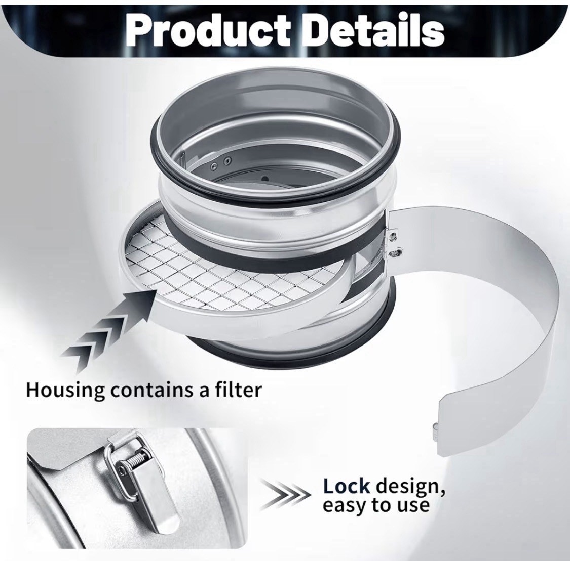 6" Inch Inline Round Duct Filter G4 Class Filtration Purifier System Mesh Filter