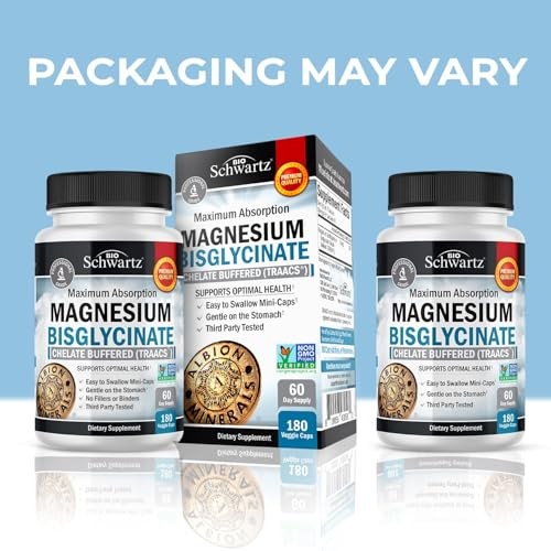 Magnesium Bisglycinate Chelated Supplement - High Absorption Assorted Sizes