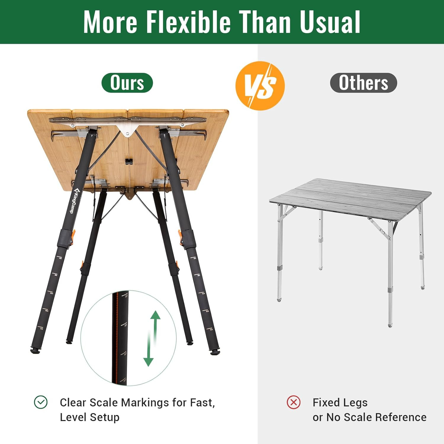 Portable Bamboo Folding Table - Adjustable Height for Camping & BBQ