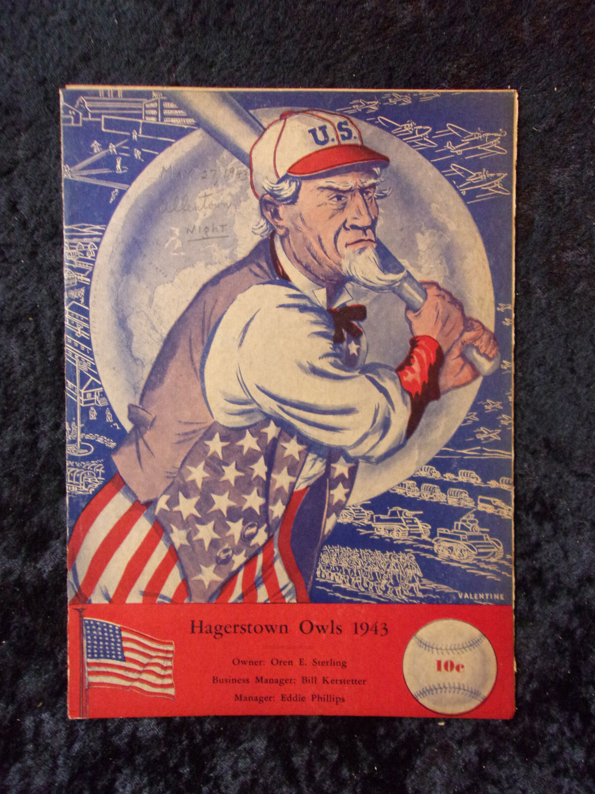 Vintage May 27, 1943 Hagerstown Owls vs Allentown Minor League Program 527