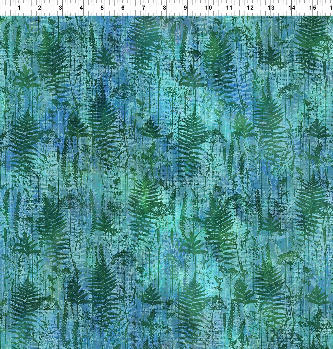 Haven Ferns Teal by Jason Yenter for In the Beginning 1/2 Yard 7HVN3