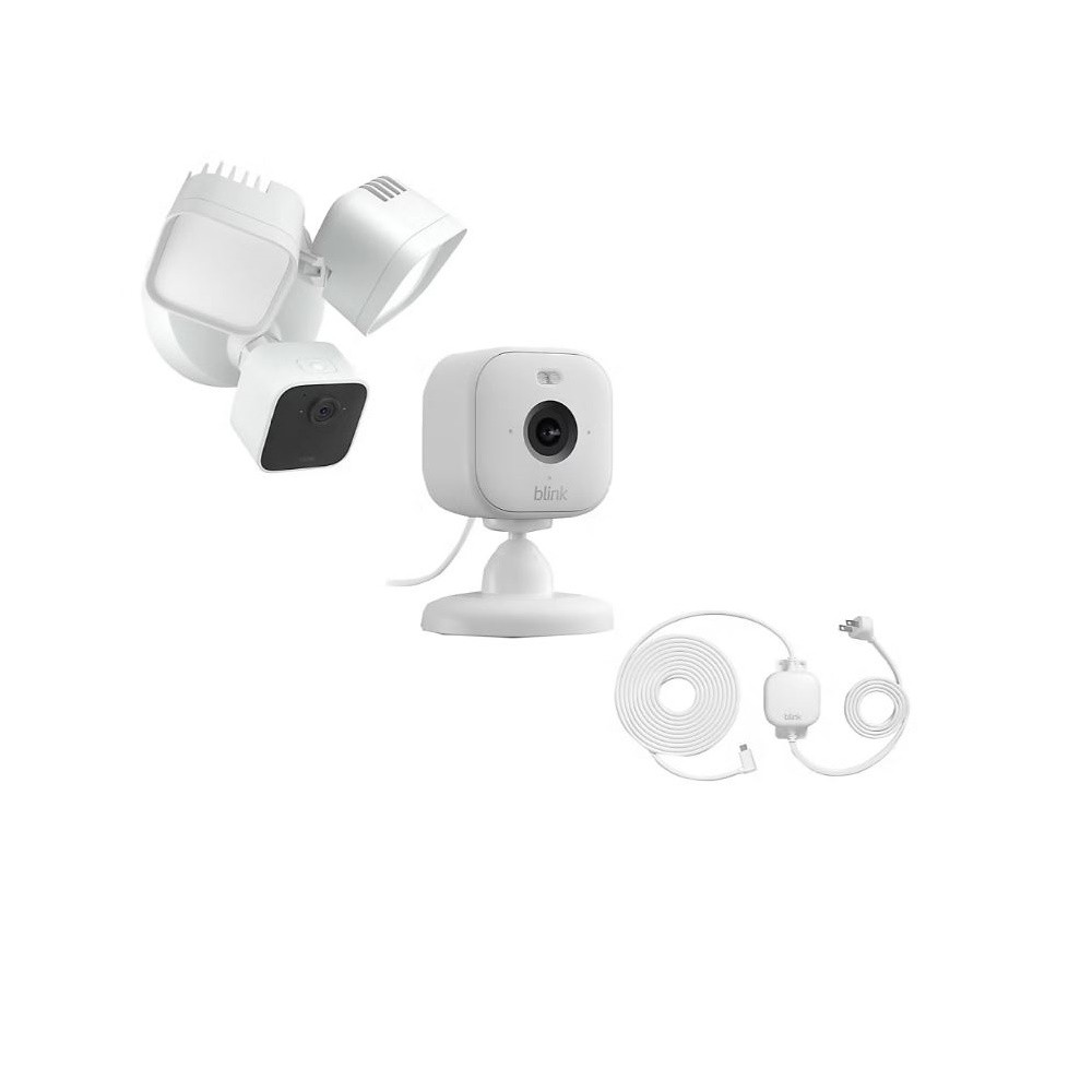 Blink Wired Floodlight Camera with Mini 2 Camera, Weather Resistant 13' Power Ad