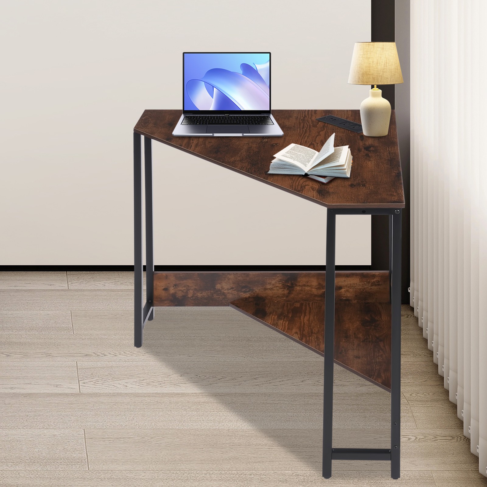 68*68*75cm Corner Desk, Small Desk with Outlets, Corner Table for Small Space