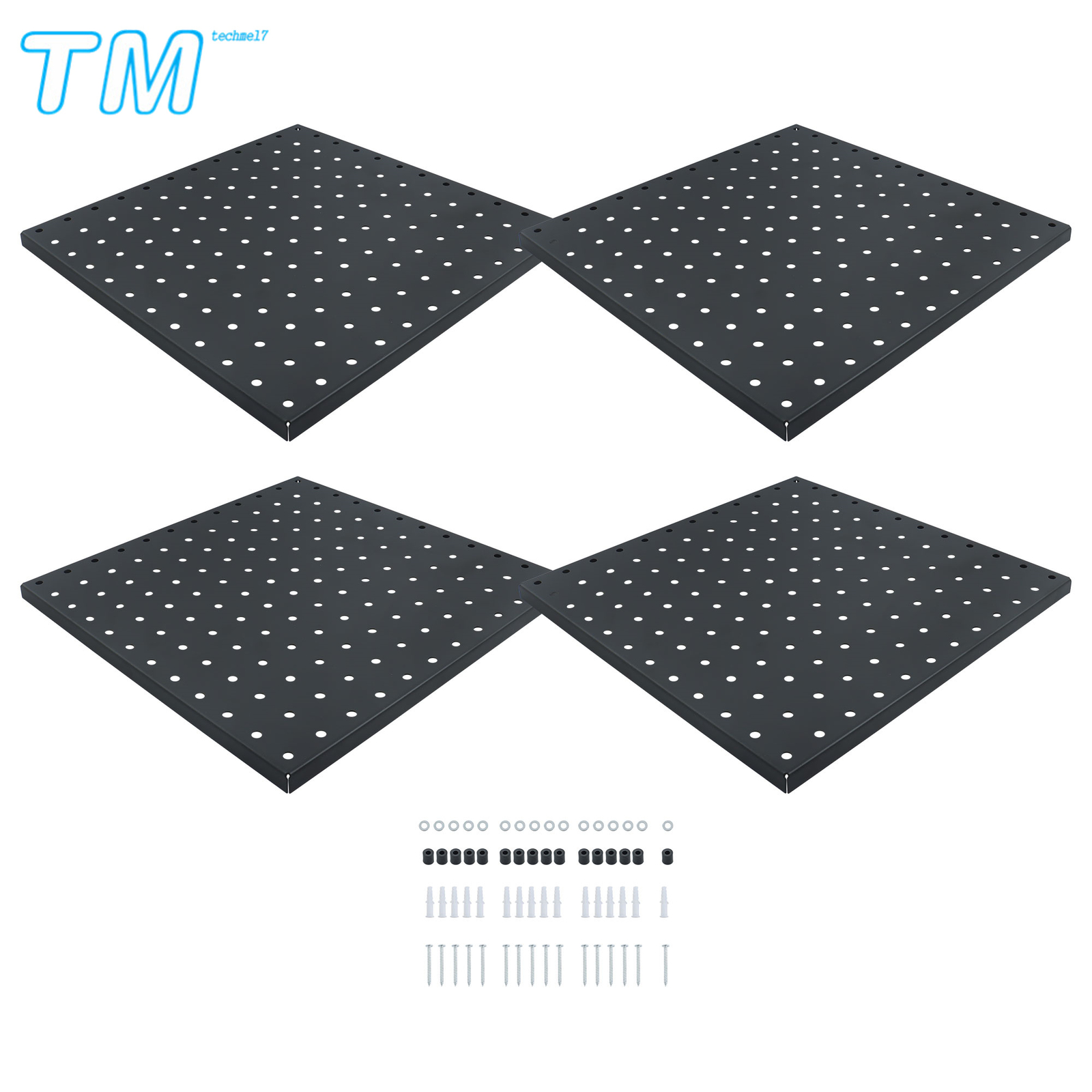 4 Pcs Metal Pegboards Peg Boards Wall Organizer Panel Storage Hanger 12" × 12"