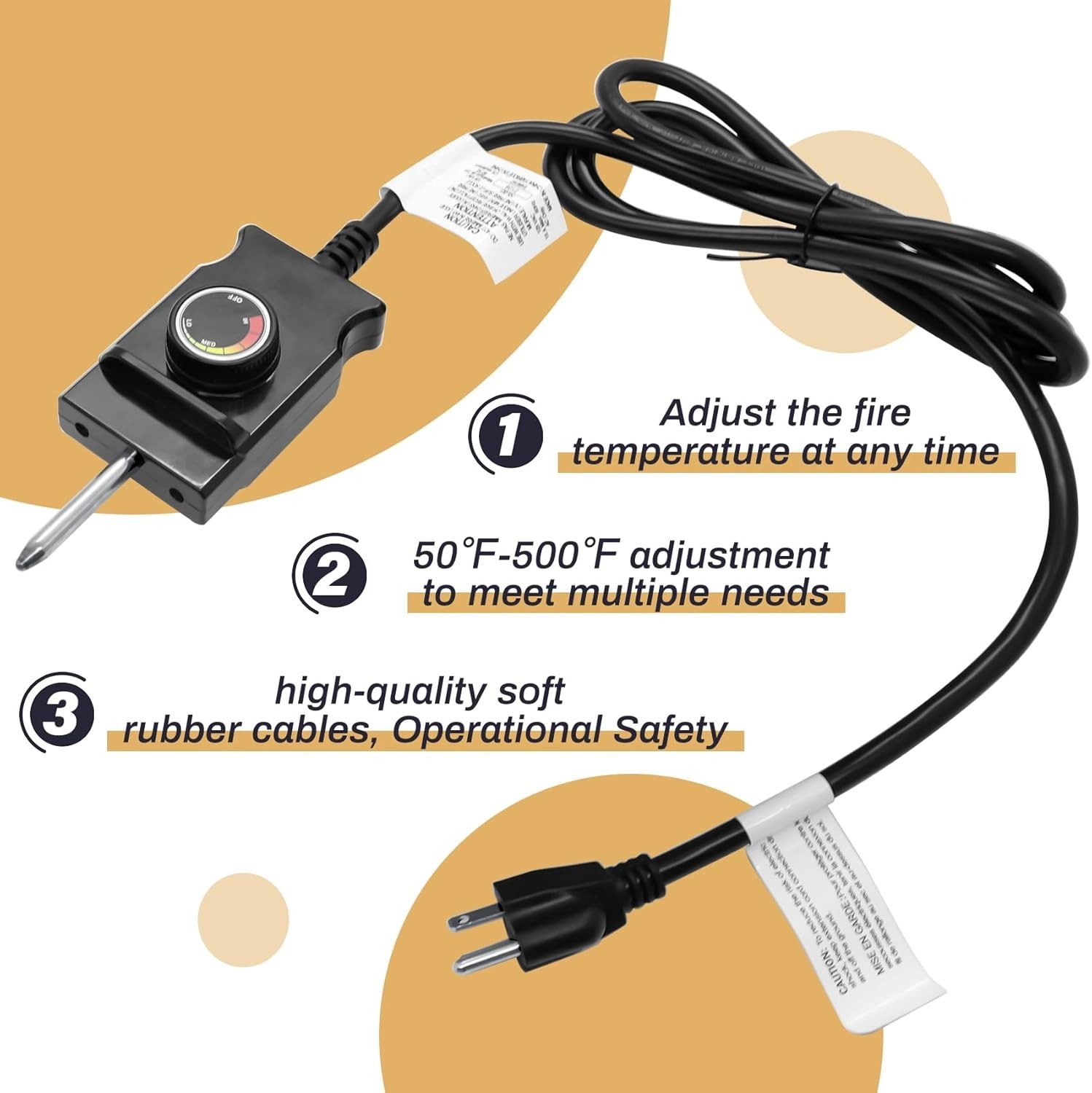 Adjustable Thermostat Controller Probe Cord for Masterbuilt Analog Electric S...