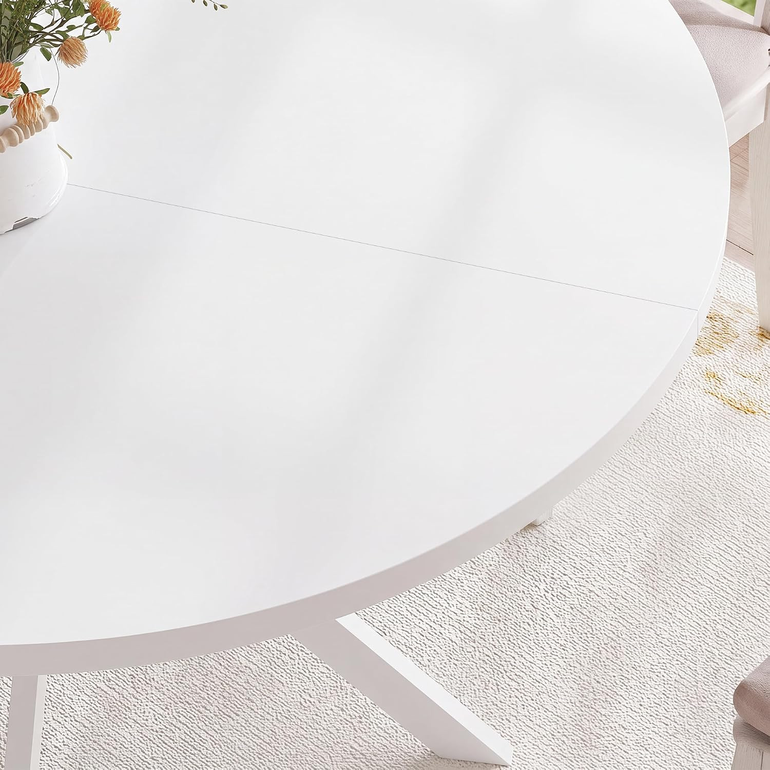 47.2 Inch round Dining Table for 4 | Farmhouse Wood Kitchen Table, Circle Dinner