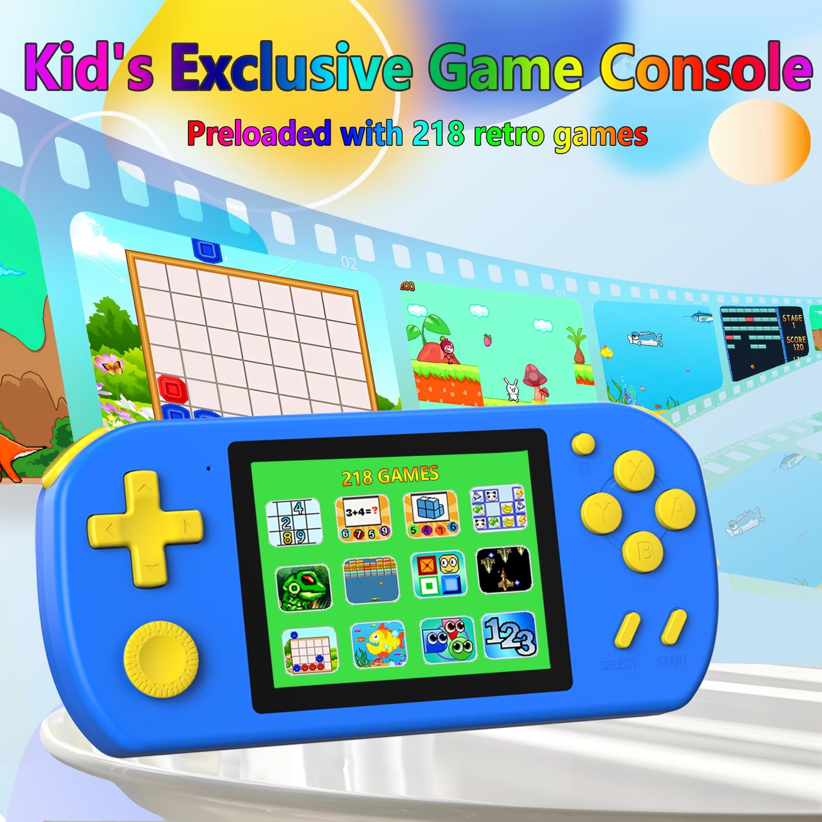 CCTU Handheld Games for Kids Preloaded 218 2.95 x 5.9 x 0.78 inches, Blue