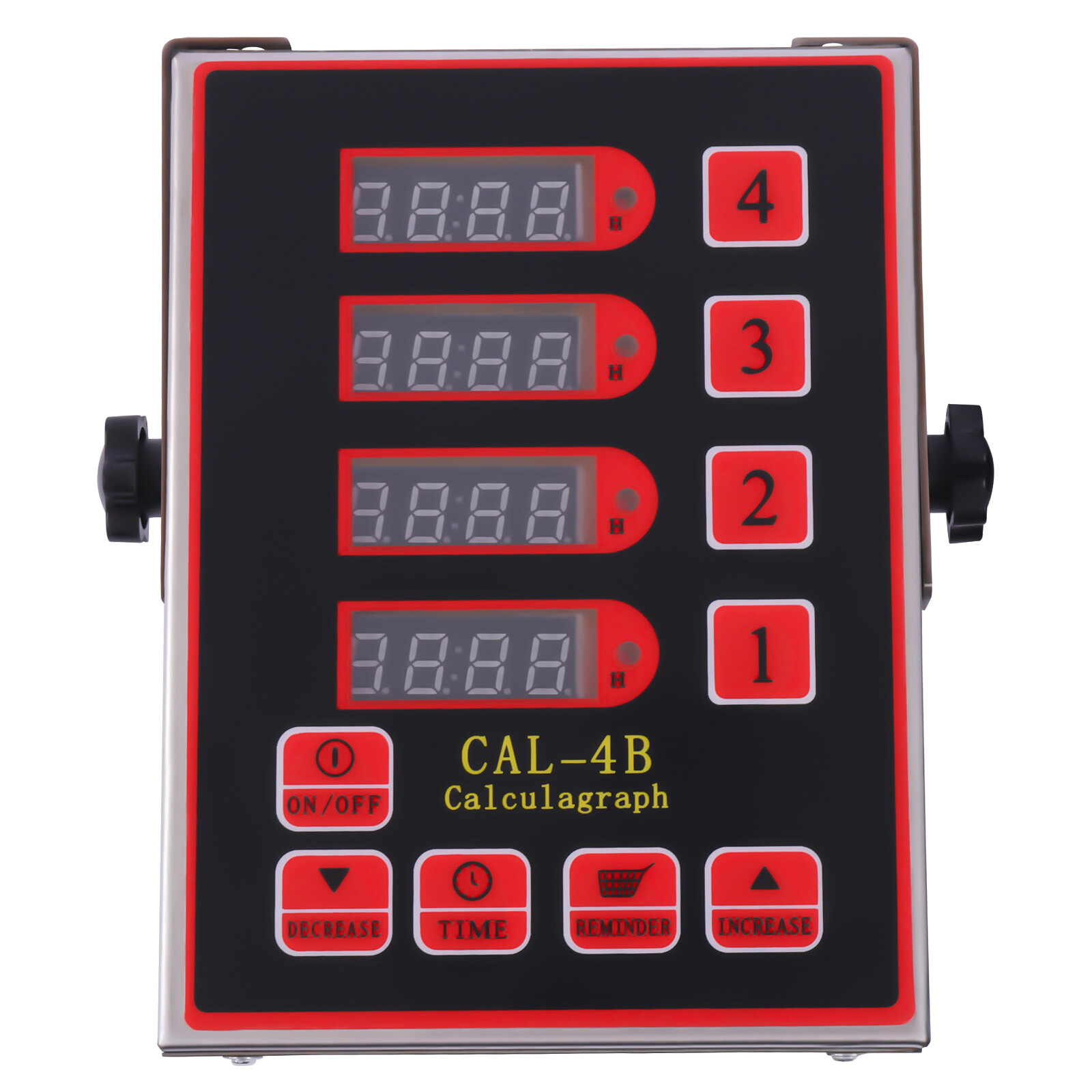 Commercial 4 Channels Kitchen Timers Restaurant Timer Loud Red Stainless Steel