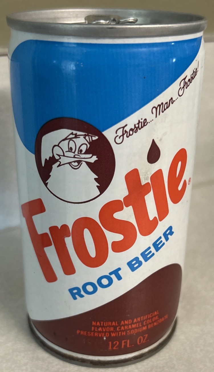 Vtg FROSTIE ROOT BEER 12 Oz. Empty Steel Pull Tab Soda Can, Camden, N.J. 1973