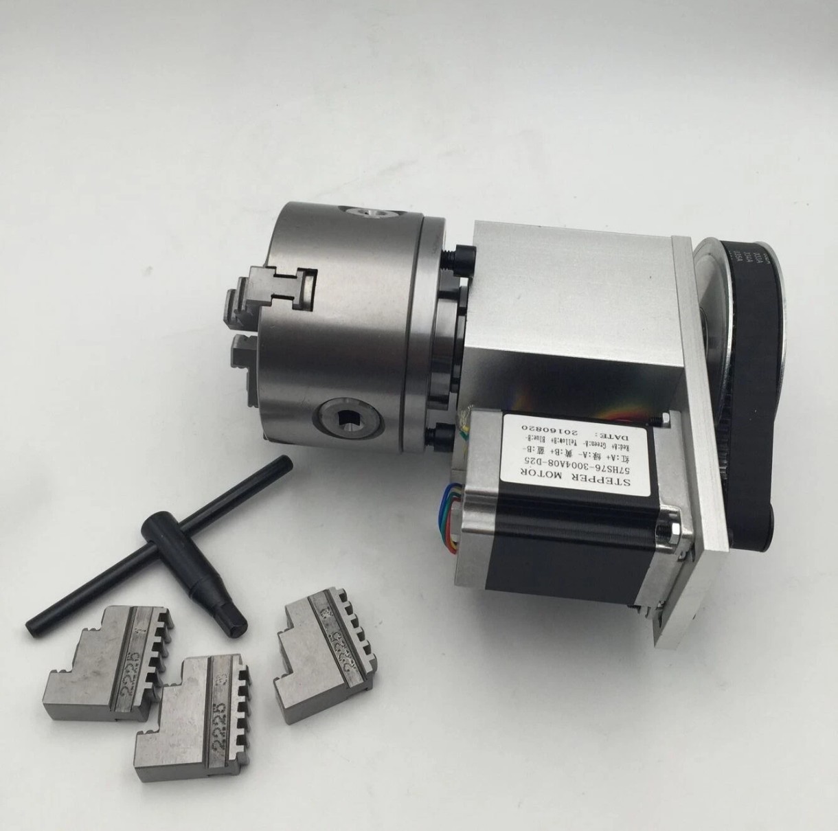 Rotary Axis 3Jaw 100mm Lathe Chuck Nema34 Stepper 4th A Axis for CNC