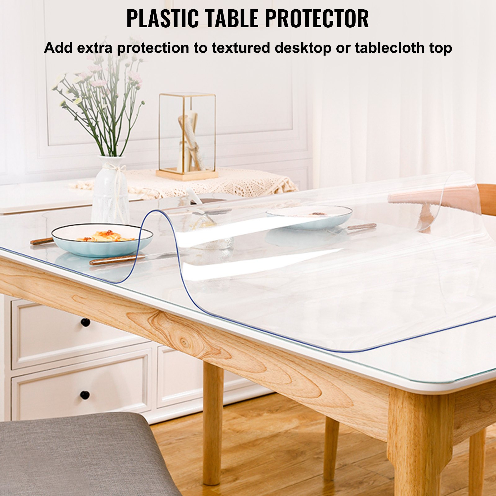 96 x 46 Inch Clear Table Cover Protector, 2mm Thick Clear Desk Protector Table