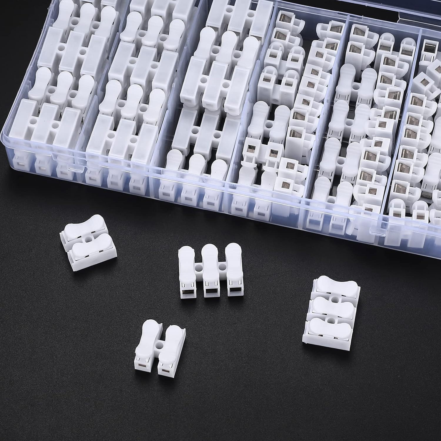 65PCS Spring Wire Connectors 2 Pin Push-In Quick Terminal Block Cable Clamp
