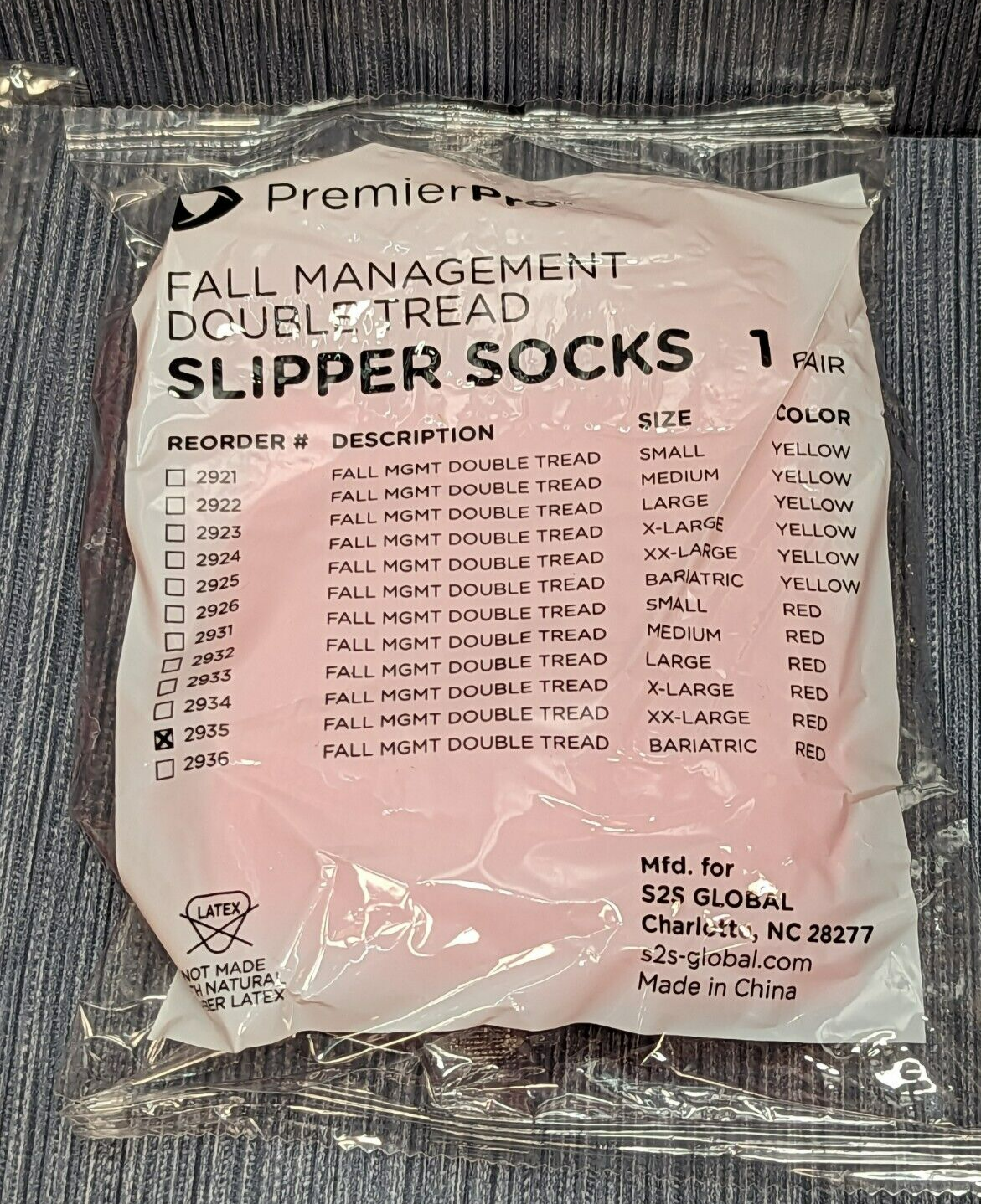 3 pair x Premier Pro 2935 Slippers Sock XX-Large Red Double Tread