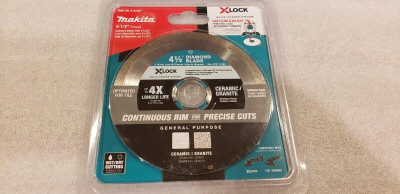 Makita X-LOCK 4-1/2 in. Continuous Rim Diamond Blade CeramicGranite - BRAND NEW