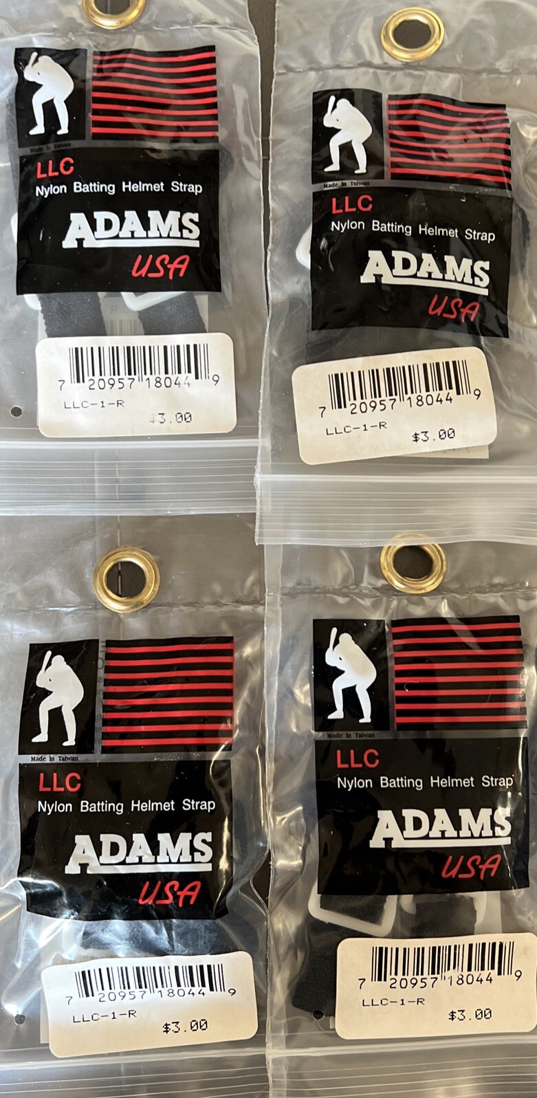 Lot Of 4: Adams Nylon Batting Helmet Straps / 5/8” Black Elastic Strap USA