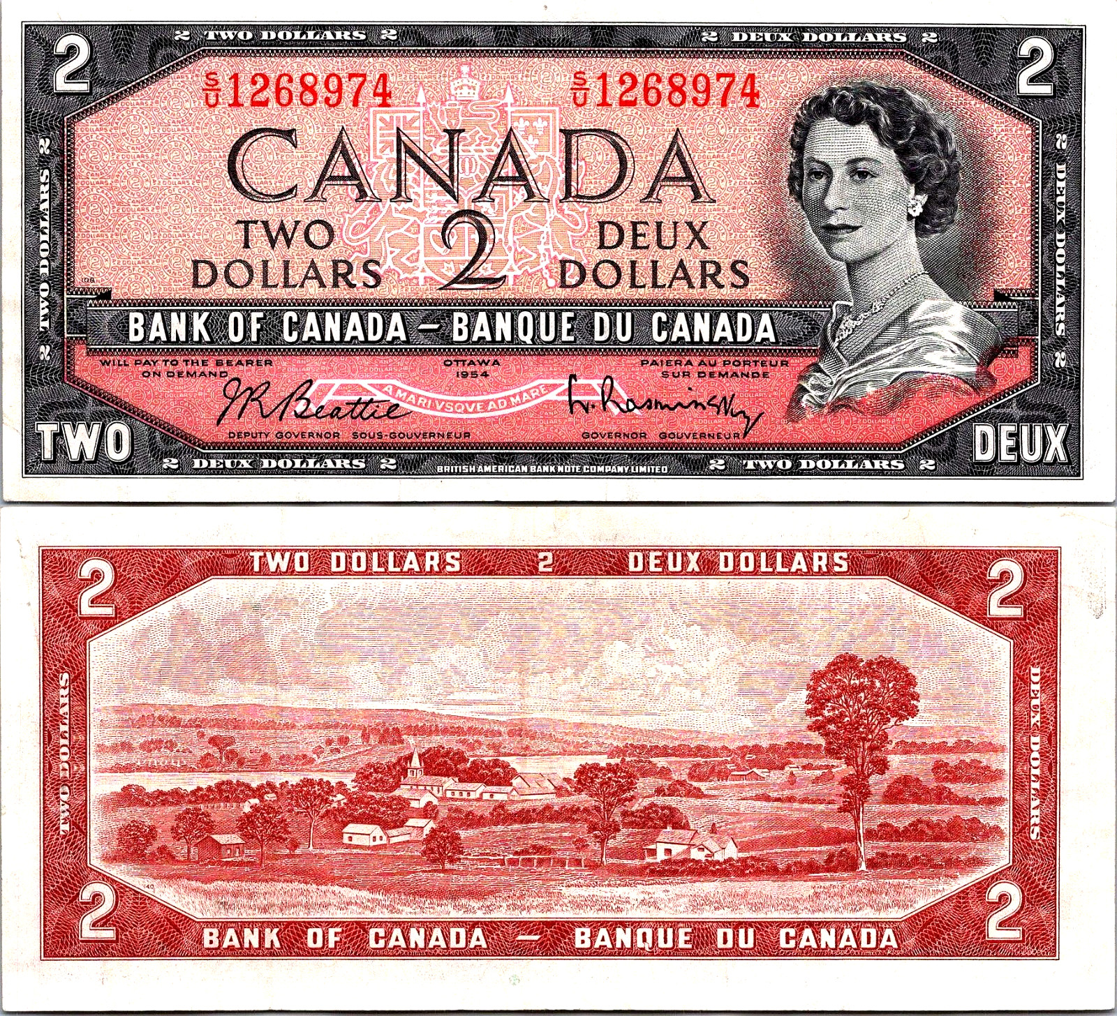 Canada 2 Dollars 1954 Pick# 76B XF-AU