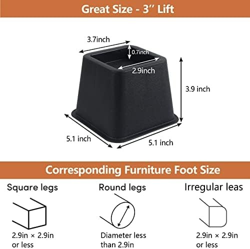 DEDU Bed Risers 3 Inch Heavy Duty 9 Pack, Furniture Risers for Sofas Oversize...