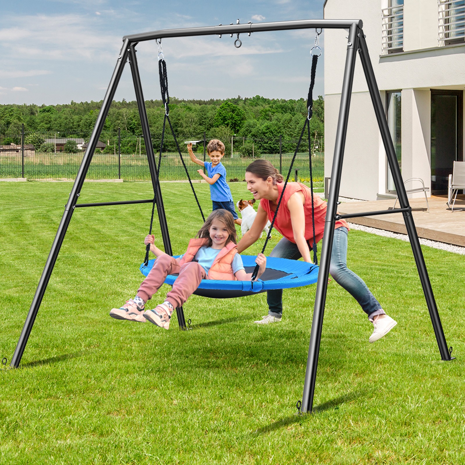 Metal Swing Set for Kids Play 440lbs Heavy Duty A-Frame Swing Stand w/40" Swing