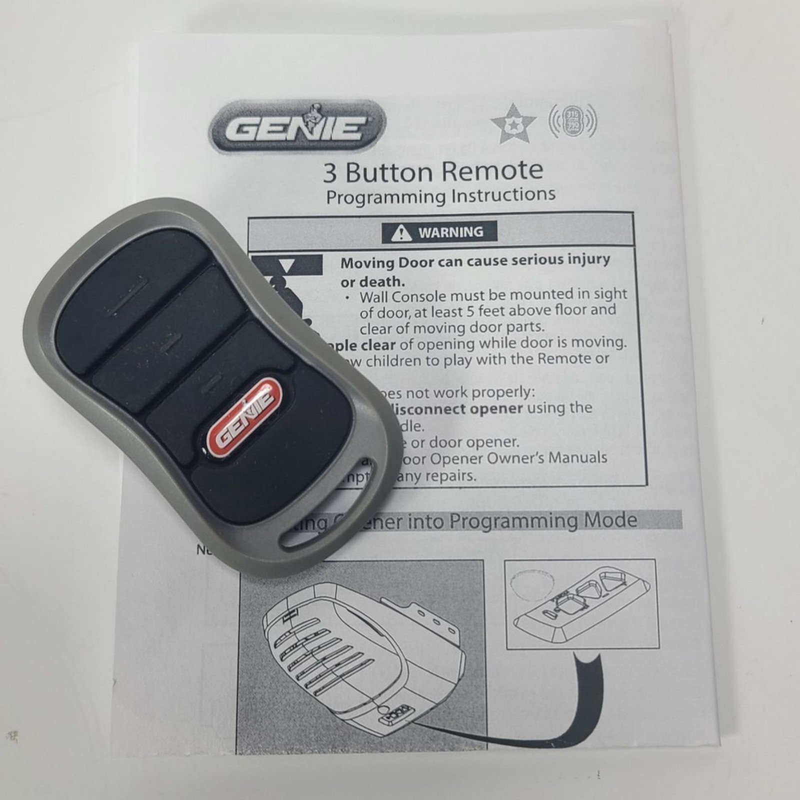 Genie G3T-A 3 Button Garage Door Opener Remote OEM Genuine w/ Clip Tested Works