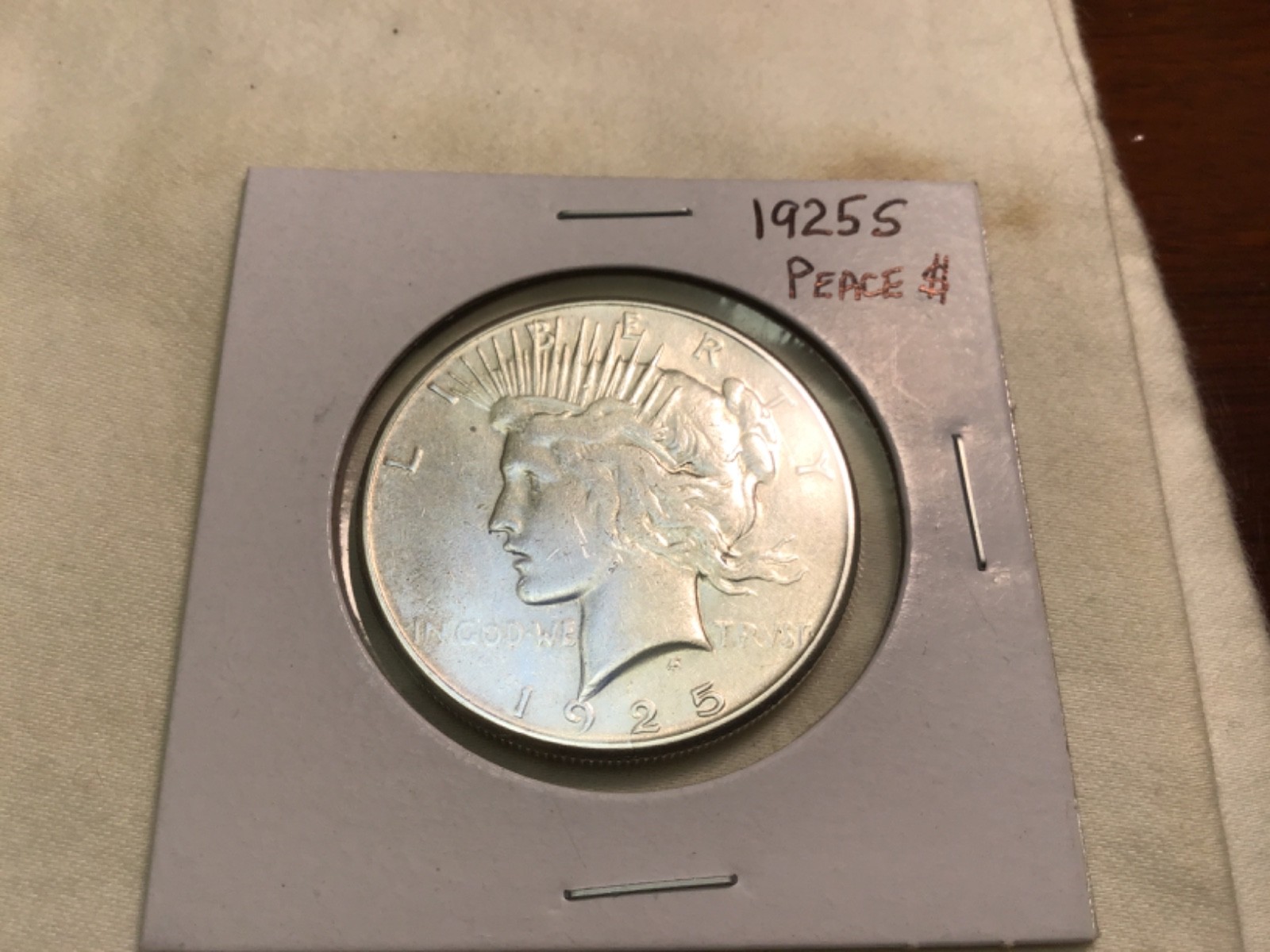 1925 S Silver Peace Dollar. Nice Details.