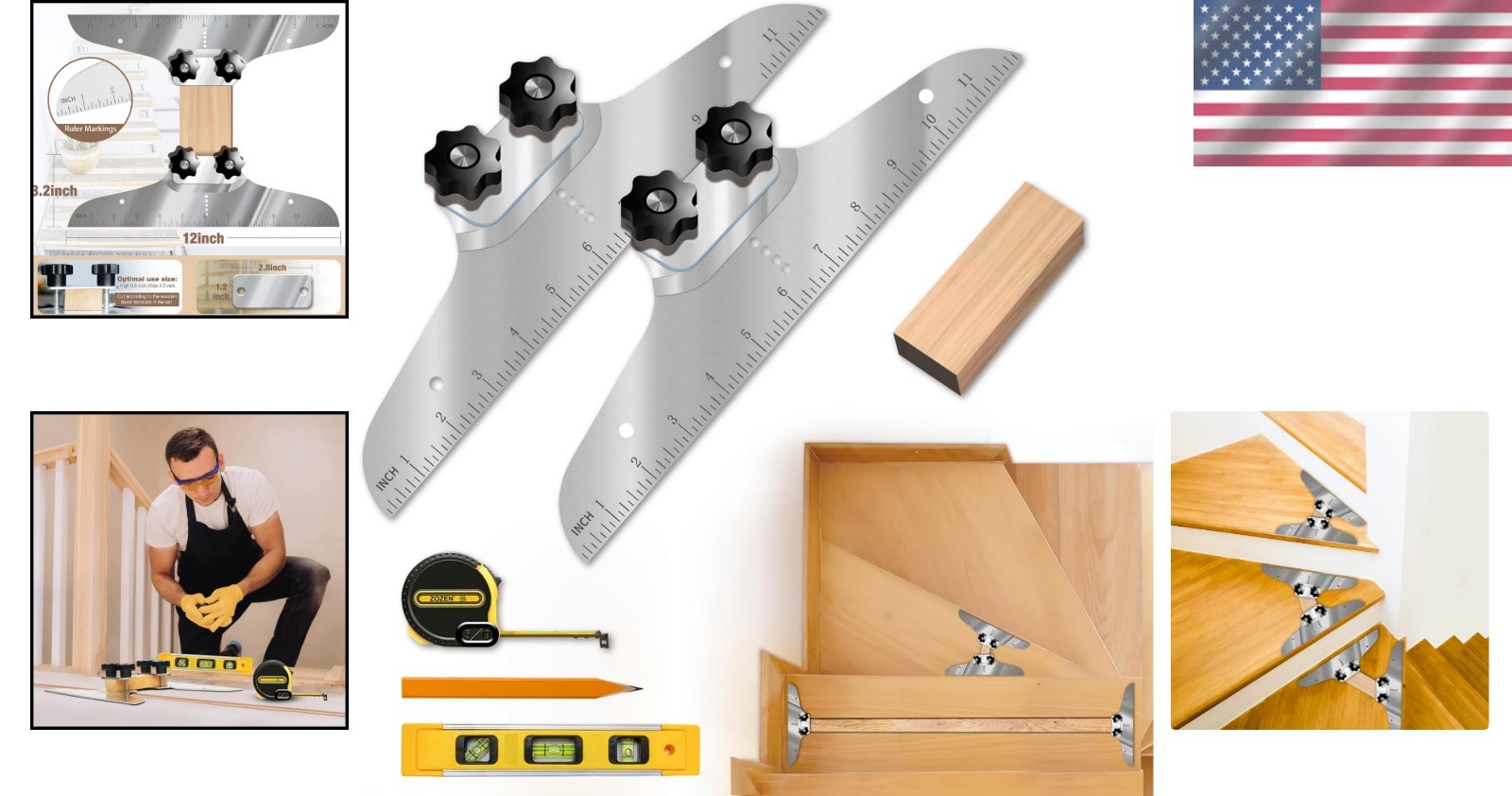 Essential Stair Tread Template Tool for Accurate Cuts - Easy to Use & Reusable