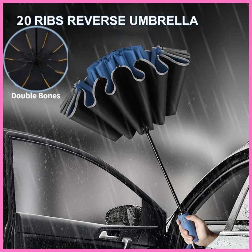 Umbrella  Fully Automatic Reverse Folding Windproof Reflective Stripe Umbrellas